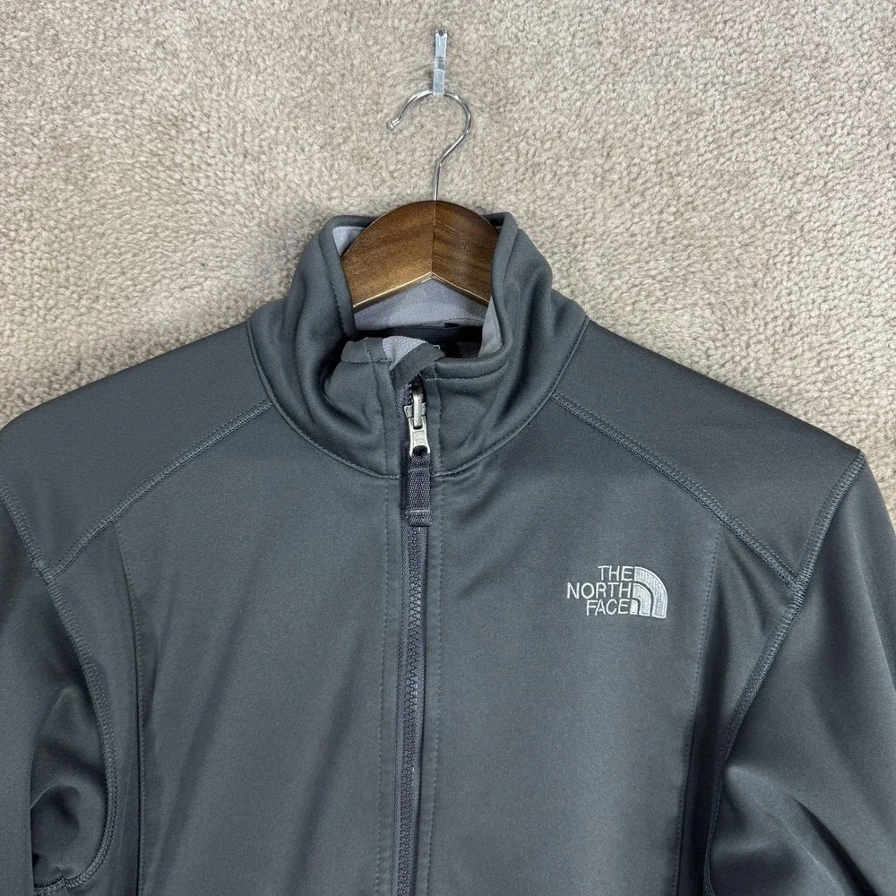 The North Face Jacket Mens Small Gray Softshell Fleece Lined Full Zip Pockets